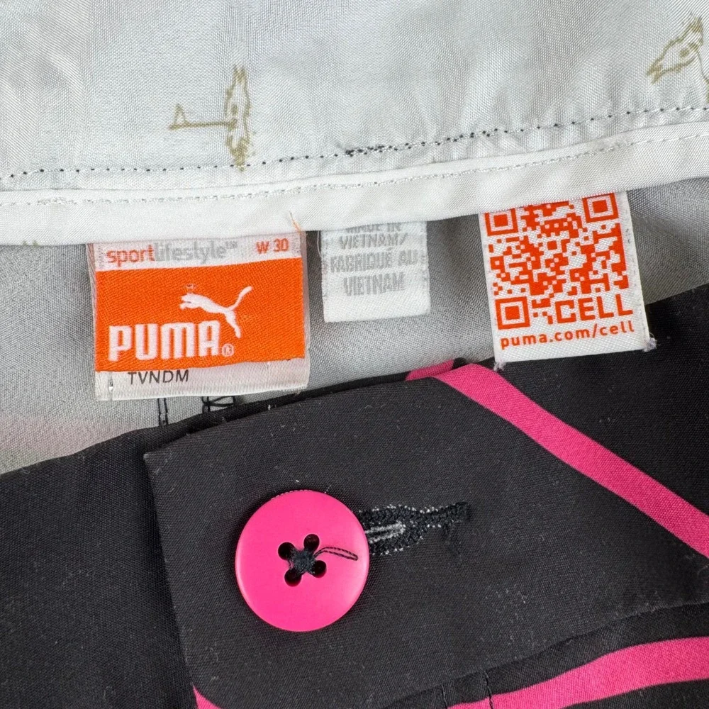 Puma‎ Golf Shorts Mens 30 Black Pink Striped dryCELL Performance